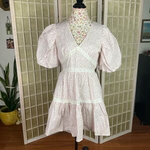 Tuckernuck Hyacinth House White Pink Floral Mini Dress Size M